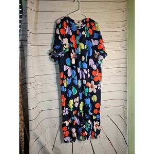 Terra & Sky Navy Blue Floral Midi Dress SIZE 3X